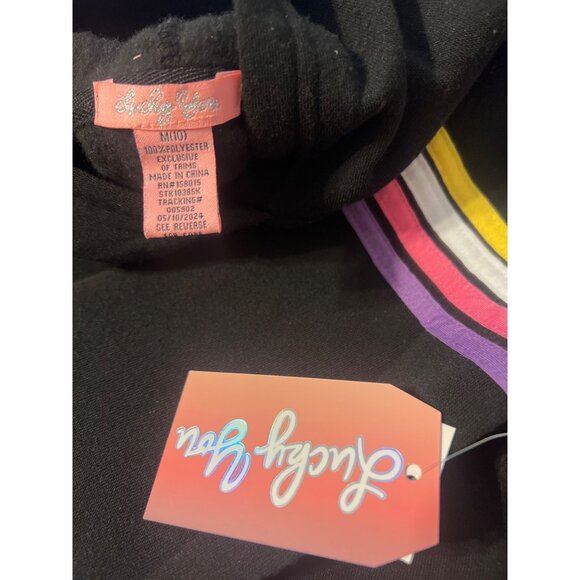 Lucky You Girls 2 Piece Sweat Suit Hoodie Sweatpants Stripes Heart Sz M 10 NWT - Picture 4 of 6